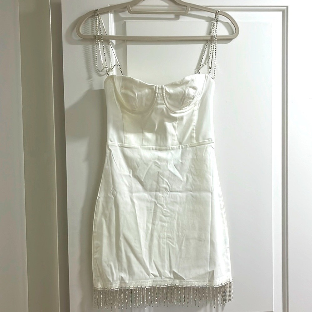 WHITE FOX white rhinestone dress